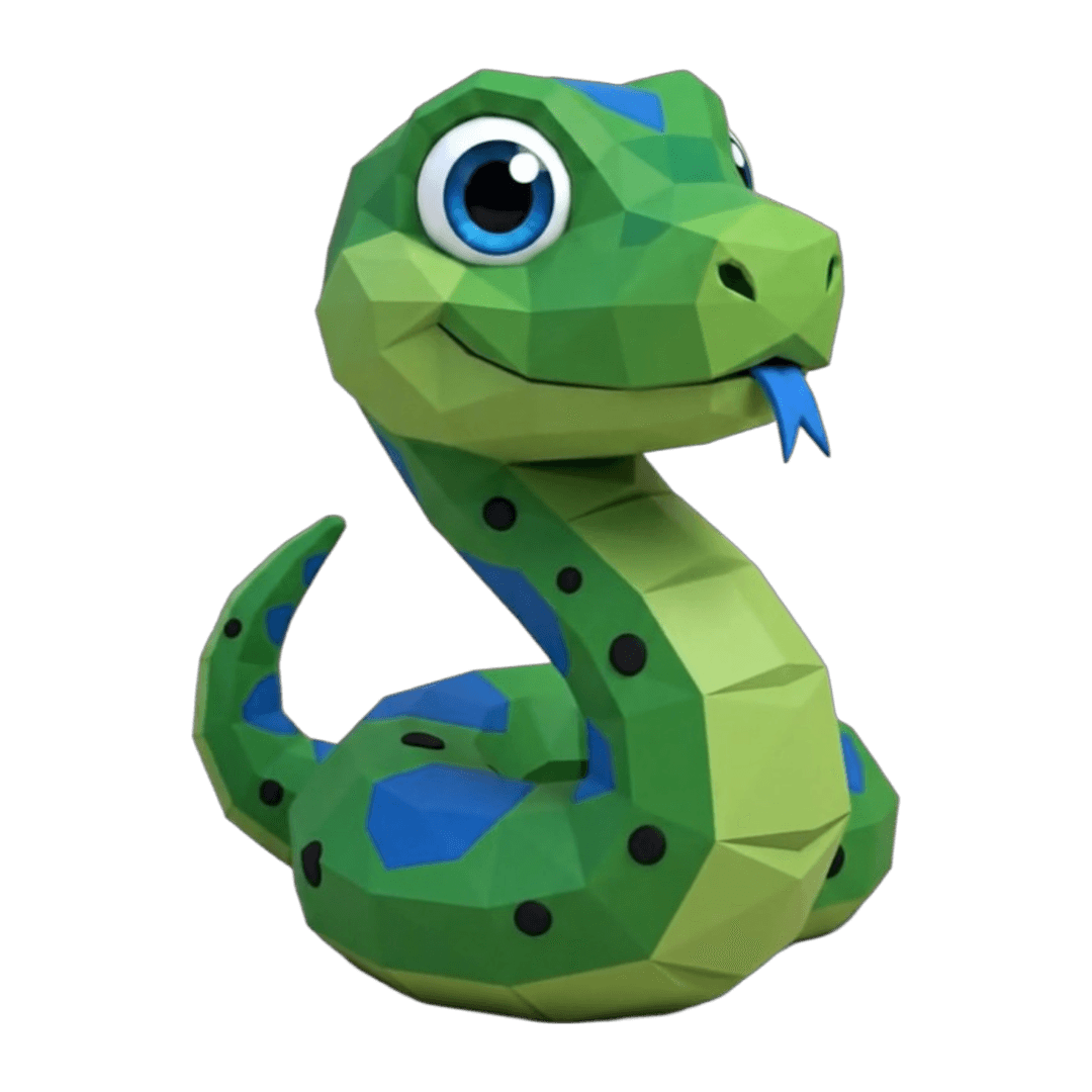 Python Ders maskotu — sevimli yeşil yılan